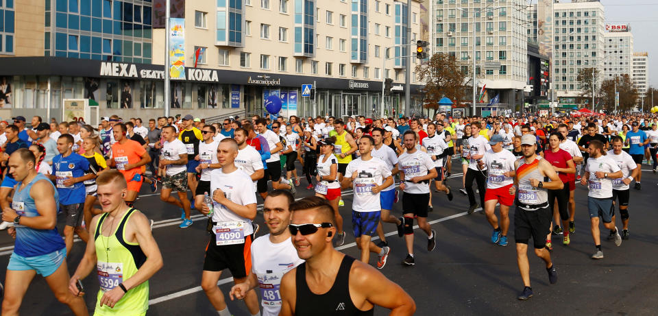 Participants take part in the half-marathon