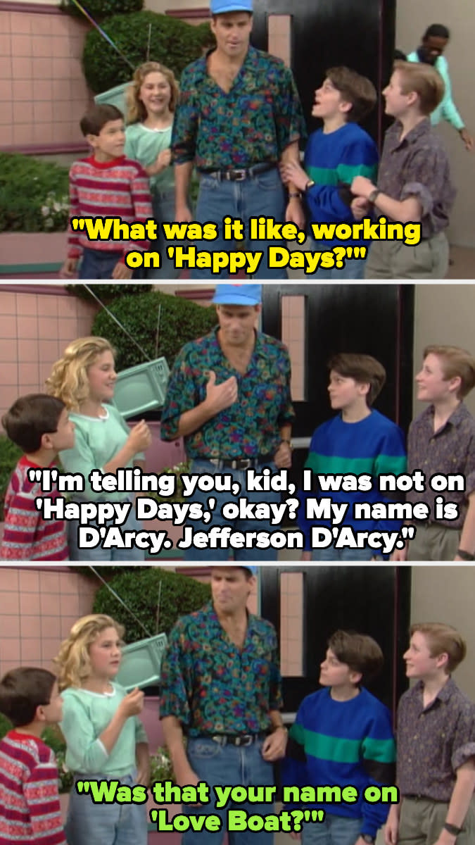 kids ask Jefferson what it was like being on Happy Days, and he says he wasn&#39;t on it, and his name is Jefferson &#x002014; another kid asks if that was his name on Love Boat