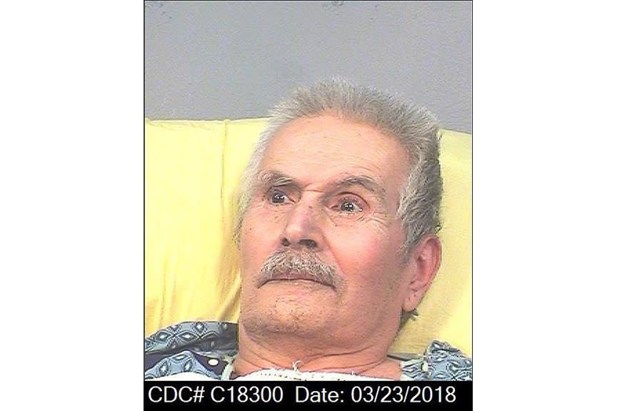 This March 23, 2018, photo released by California Department Of Corrections And Rehabilitation, shows condemned inmate Rodney James Alcala. Rodney James Alcala was 77. He died July 24, 2021, of natural causes at a hospital in San Joaquin Valley, Calif., prison officials said in a statement. Alcala was sentenced to death in 2010 for five slayings in California between 1977 and 1979, including that of a 12-year-old girl, though authorities estimate he may have killed up to 130 people across the country. (California Department of Corrections and Rehabilitation via AP)