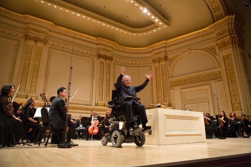 Metropolitan Opera Music Director James Levine leads the MET Orchestra in a concert at Carnegie Hall in New York on Sunday, May 19, 2013. The Sunday, May 19 concert by the MET Orchestra at Carnegie Hall will mark Maestro Levine's first public performance in more than two years after being sideline by a spinal injury. The concert will be broadcast live on SIRIUS XM Channel 74 and streamed on the Met's Web site (metopera.org) beginning at 2:55 p.m. (AP Photo/Metropolitan Opera, Marty Sohl)