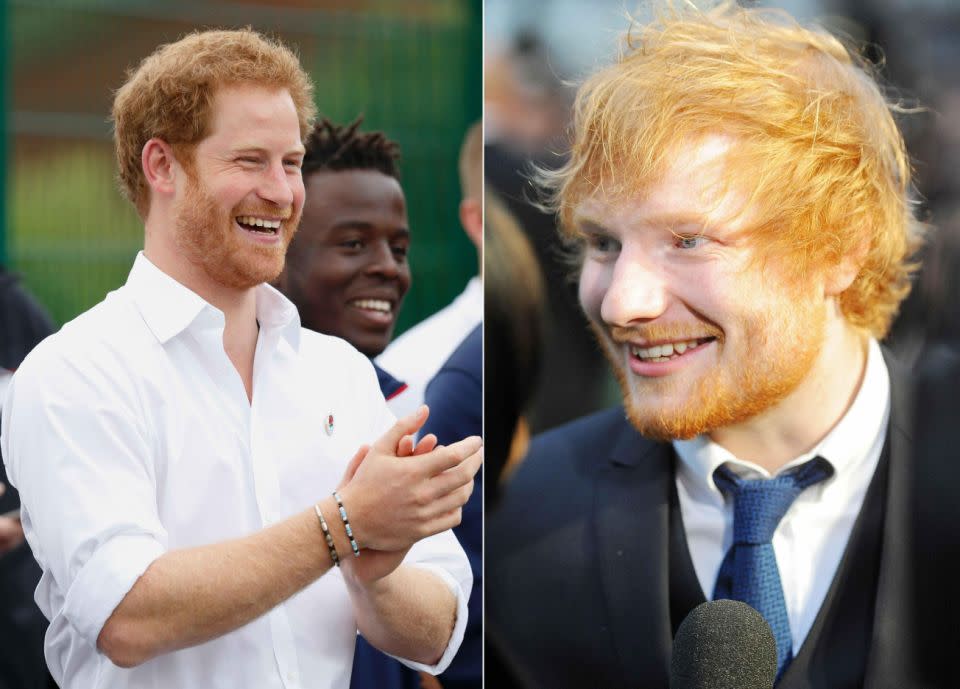 Prince Harry joked about Ed Sheeran looking like him in March this year. Source: Getty