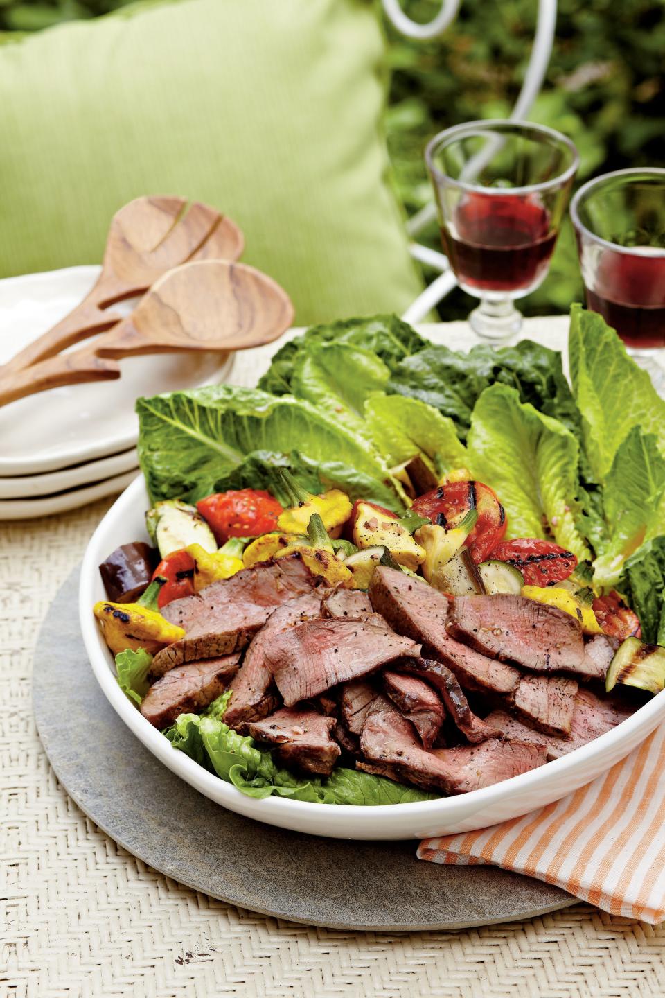 Grilled Steak-and-Ratatouille Salad with Basil-Garlic Vinaigrette