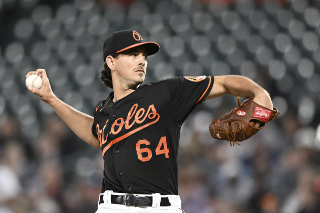 Baltimore Orioles pitcher Dean Kremer throws to the New York Yankees in the  first inning of a baseball game Sunday, July 30, 2023, in Baltimore.(AP  Photo/Gail Burton Stock Photo - Alamy