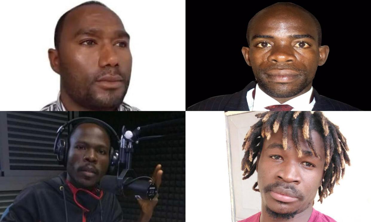 <span>The four detained activists, clockwise from top left: Aldofo Campos, Tanaice Neutro, Gildo das Ruas, and Abraão Pedro Santos, known as Pensador.</span><span>Composite: Amnesty International</span>