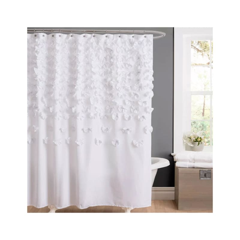 Lucia Scattered Flower Textured Shower Curtain