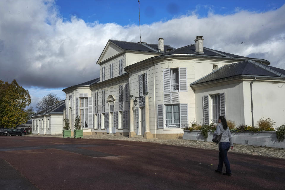 The entrance of the International Bureau of Weights and Measures is pictured in Sevres, outside Paris, Thursday, Nov. 17, 2022. Officials from 64 member states are convening at a conference organized by the supreme authority of the International Bureau of Weights and Measures (BIPM) and scientists have expanded the world's unit systems the first time this century — as the global population surges past 8 billion. (AP Photo/Michel Euler)