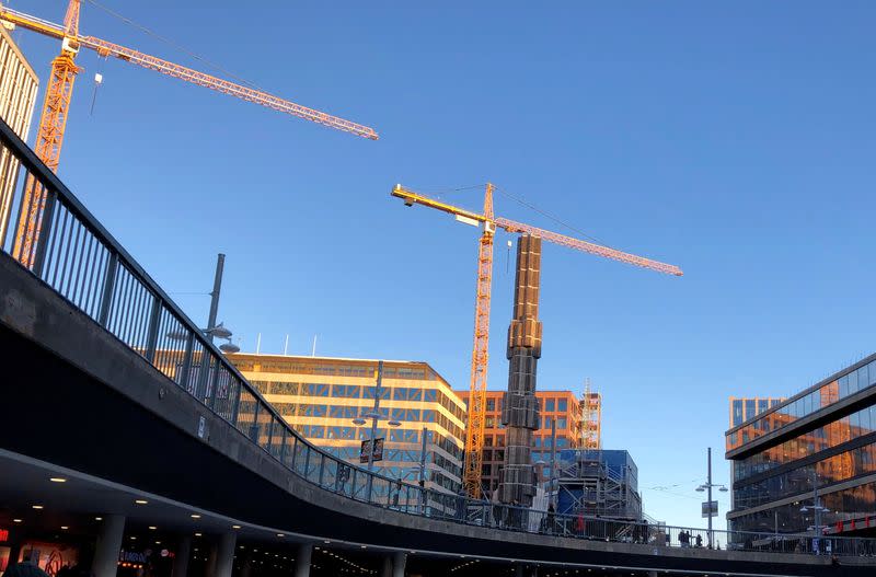 FILE PHOTO: Buildings under construction are seen in Stockholm