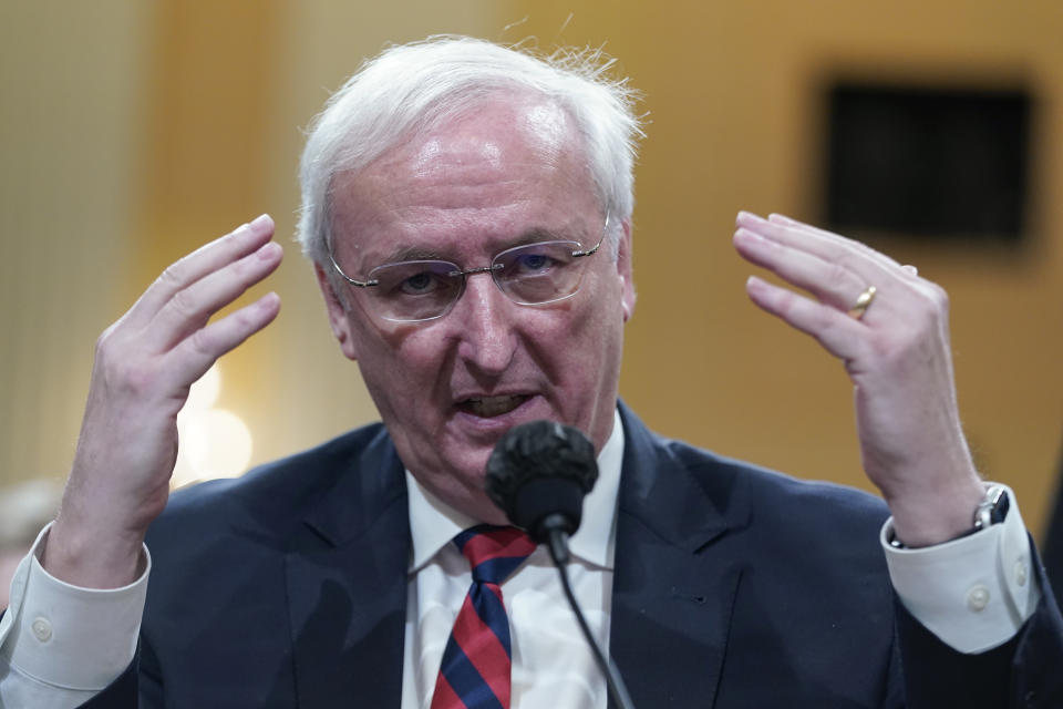 Jeffrey Rosen, former acting Attorney General, testifies as the House select committee investigating the Jan. 6 attack on the U.S. Capitol continues to reveal its findings of a year-long investigation, at the Capitol in Washington, Thursday, June 23, 2022. (AP Photo/Jacquelyn Martin)