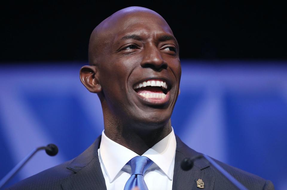 Miramar, Florida Mayor Wayne Messam speaks at a rally at Florida Memorial University in Miami Gardens, Florida. The Democrat Messam announced his candidacy for president at the rally. (Photo: Joe Raedle/Getty Images)