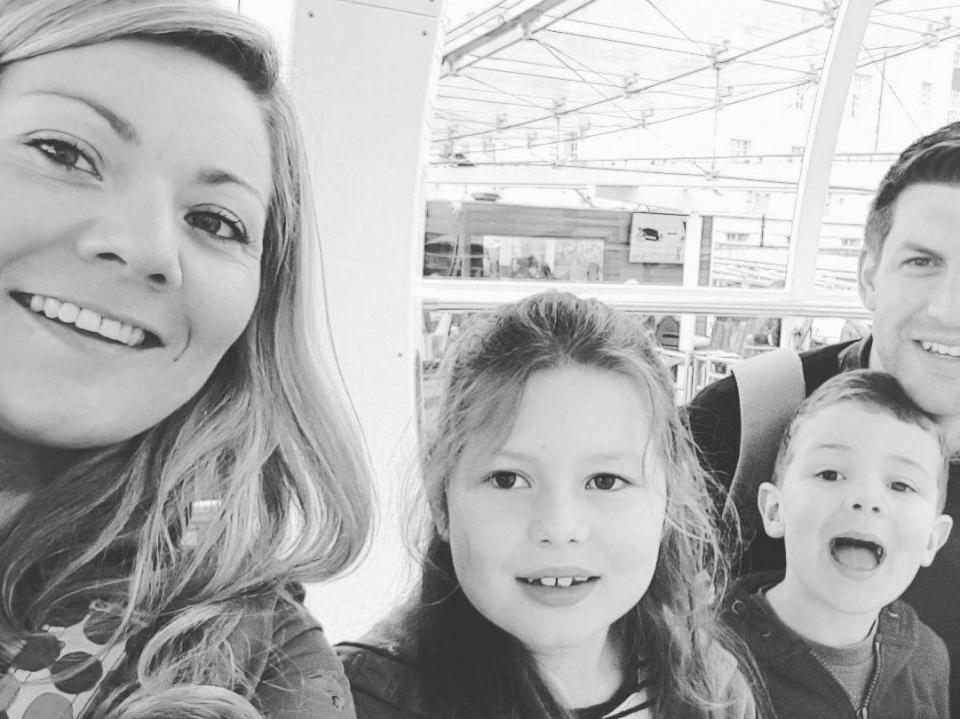 Justine Collison with her daughter Isabella, son Harvey and husband Gavin: Facebook