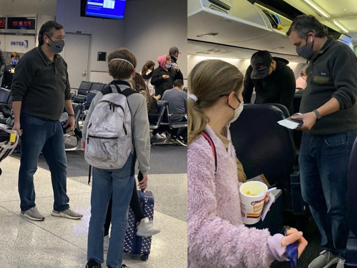 <p>Viral photographs appeared to show Senator Ted Cruz (R-TX) traveling to Cancun, Mexico as his home state of Texas faced a historic winter storm.</p> (Twitter)