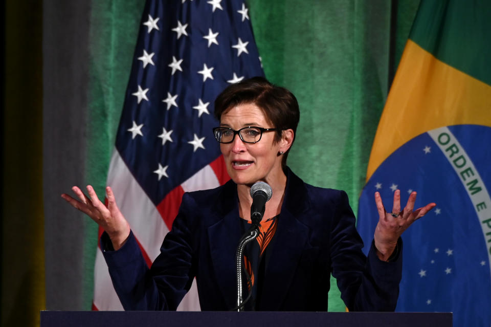 Citigroup Latin America CEO Jane Fraser addresses a Brazil-U.S. Business Council forum to discuss relations and future cooperation in Washington, U.S. March 18, 2019. REUTERS/Erin Scott