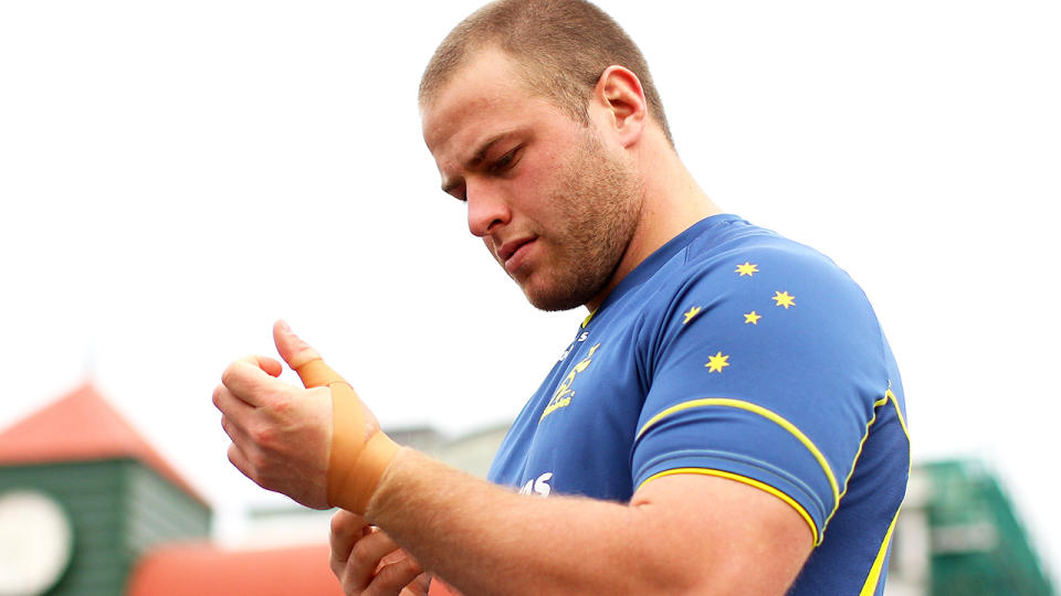 Dan Palmer, pictured here during a training session for the Wallabies in 2012.