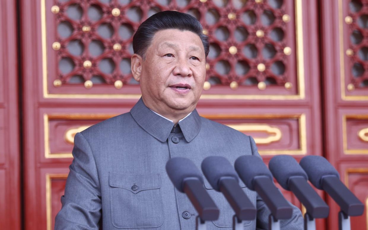 Chinese President Xi Jinping delivering a speech during a celebration marking the 100th founding anniversary of the Chinese Communist Party in July 2021 - Xinhua/JU PENG/EPA-EFE/Shutterstock