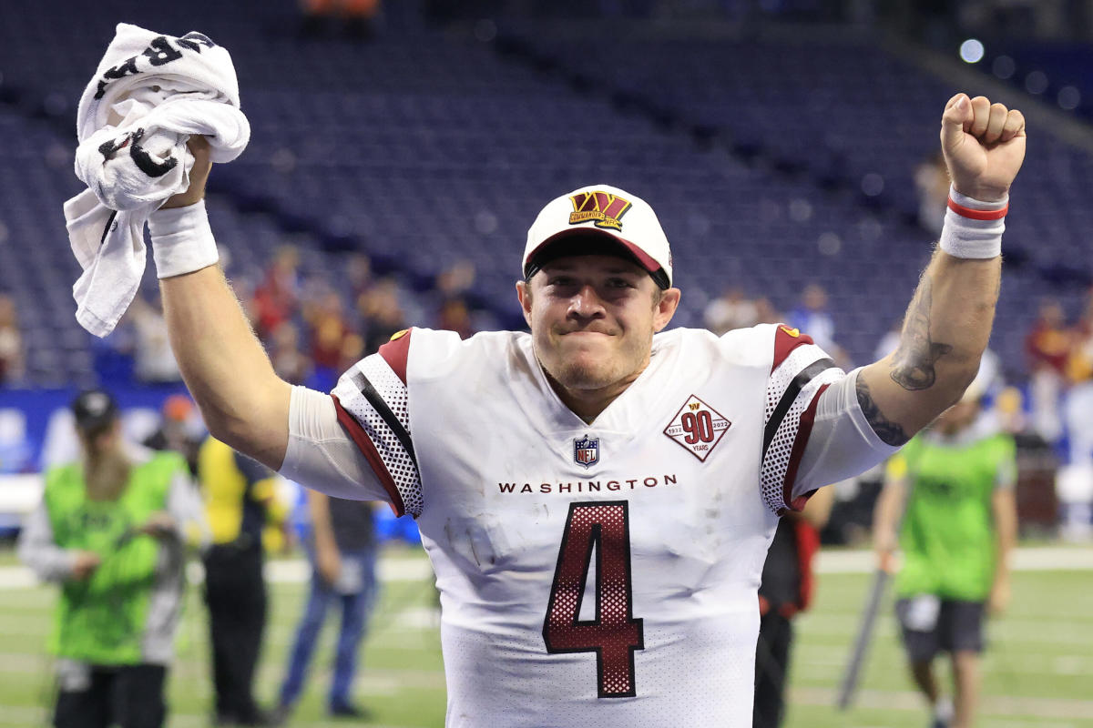 Commanders use Taylor Heinicke's image at FedEx Field in ads for 2023  season tickets