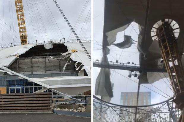 Storm Eunice: Roof of London's O2 ripped open by high winds, UK News