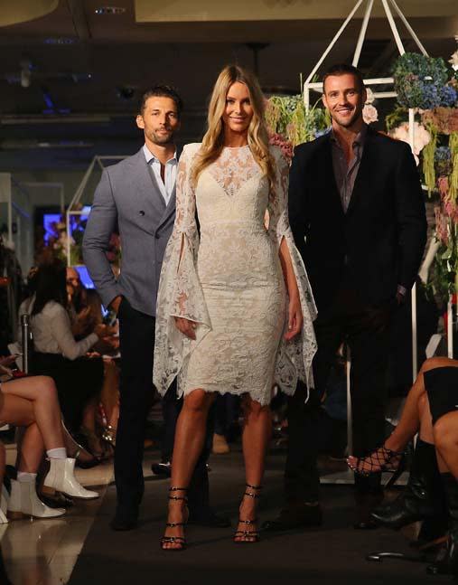 Jen, Tim and Kris looked like the ultimate squad as they posed on the runway.