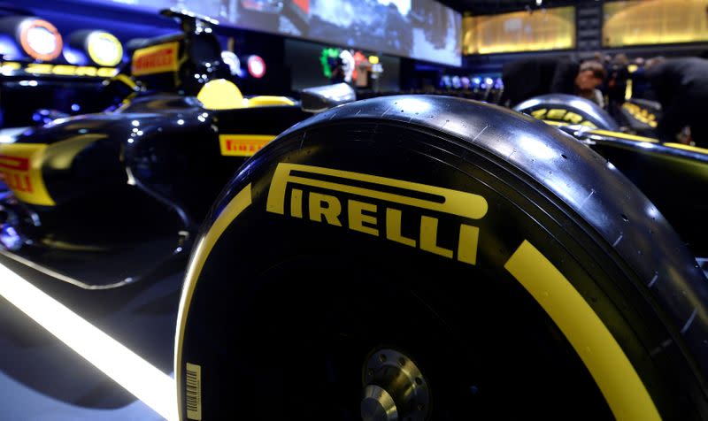 FILE PHOTO: A Pirelli tyre is seen before a ceremony at the Milan Stock Exchange in Milan