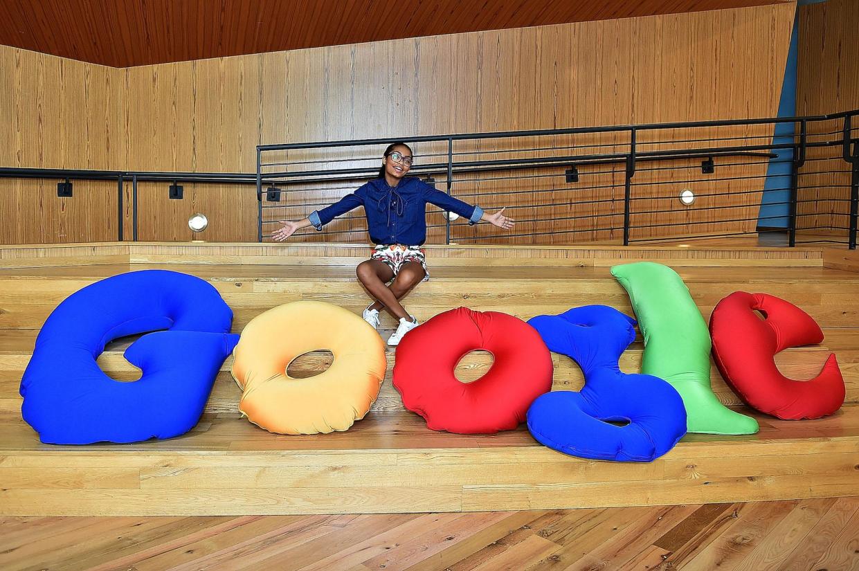 Actress Yara Shahidi speaks onstage during The Paley Center For Media & Google present "Cracking the Code: Diversity, Hollywood & STEM" at Google Headquarters on October 3, 2015 in Venice, California: Mike Windle/Getty Images for Google