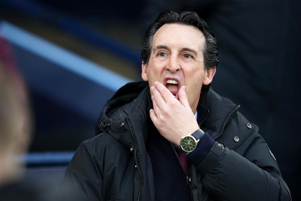 Aston Villa boss Unai Emery is hoping to halt a run of three straight league defeats (Martin Rickett/PA) (PA Wire)