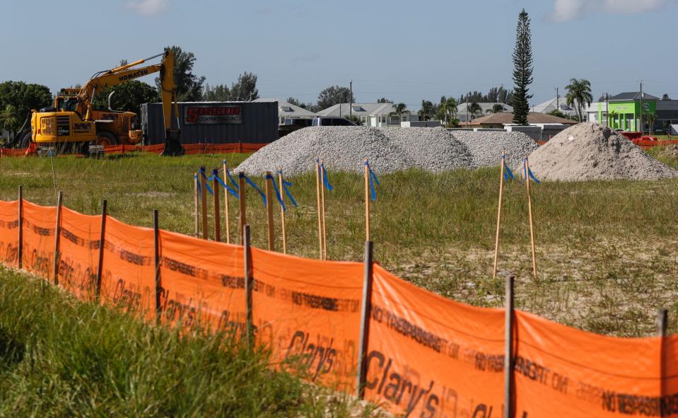 This is the view of a 12.7 acres commercial lot under construction at 322 SW Pine Island Road in Cape Coral, photographed Thursday, August 19, 2021. The development is expected to open early next year, and it will be a freestanding emergency room.