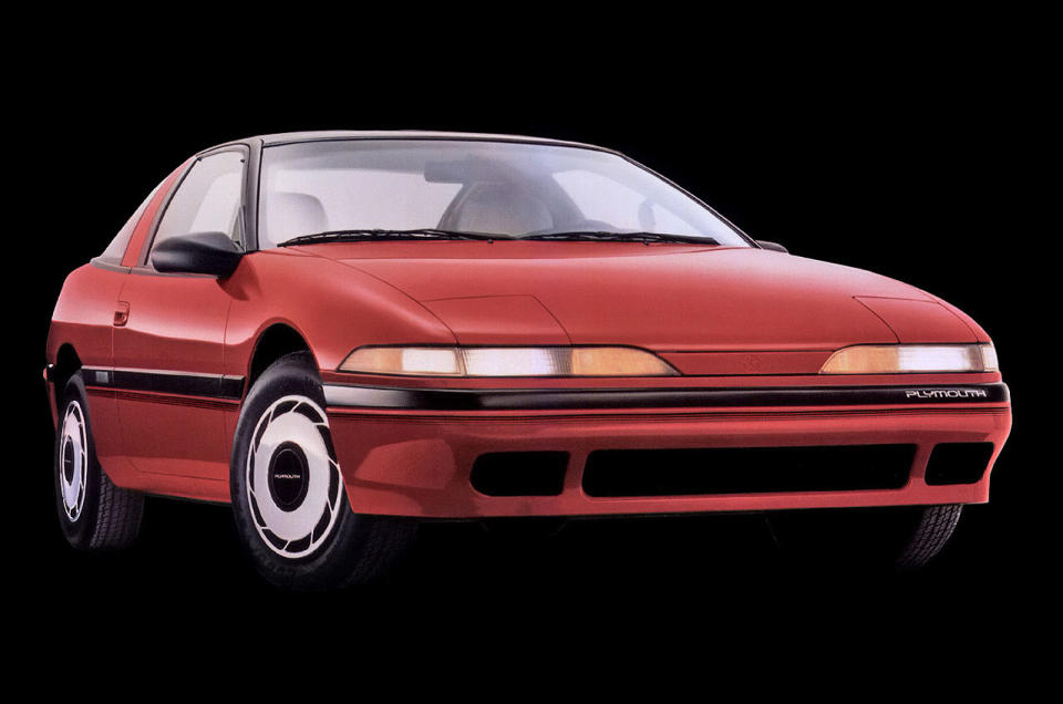 <p>‘The first Plymouth of the ‘90s’, as it was called in the brochure, was a two-door coupe available, if you were prepared to pay for them, with a turbocharged engine and/or four-wheel drive. It was one of three very similar cars produced by the <strong>Chrysler/Mitsubishi</strong> joint venture, the others being the <strong>Eagle Talon </strong>and the<strong> Mitsubishi Eclipse</strong>.</p><p>Despite a promising start in the 1990 model year, sales soon became disappointing, possibly because the car didn’t fit easily into the Plymouth range. Unlike the Talon or the Eclipse, it didn’t survive beyond the first generation, instead being cancelled during 1994.</p>