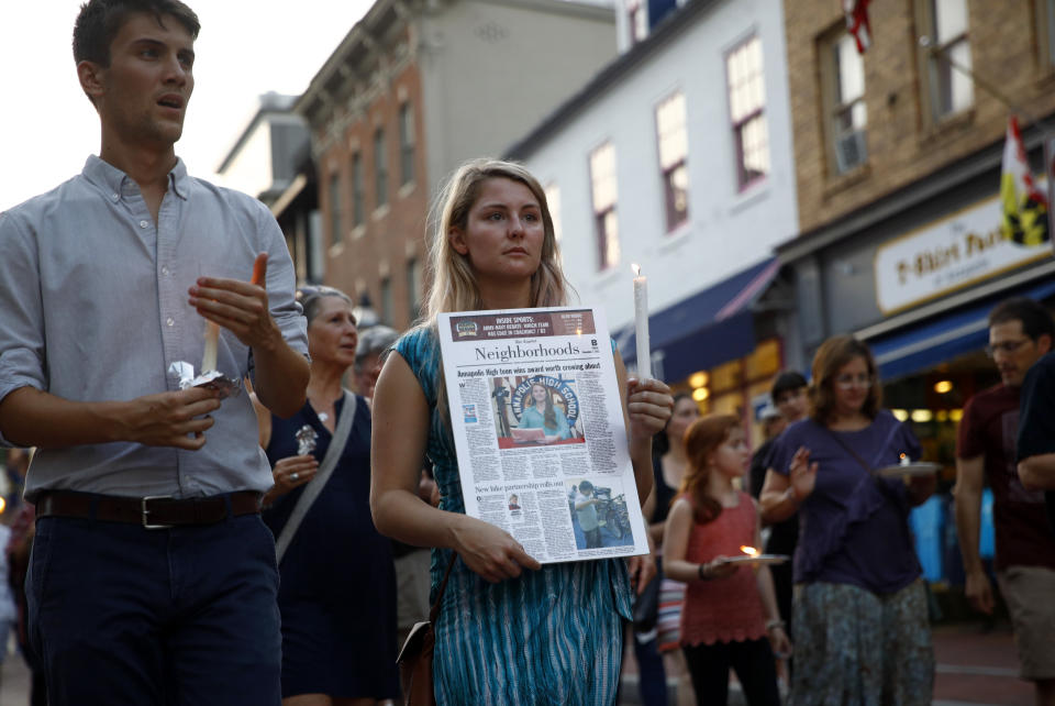 Mourners remember 5 people slain at the Capital Gazette in Annapolis, Md.