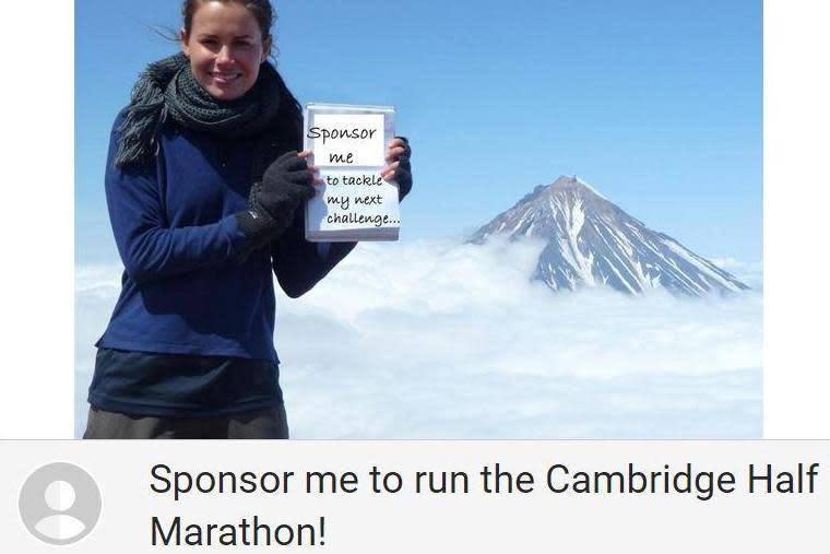 Ms Moore raised £119 on JustGiving to run the 2013 Cambridge Half Marathon for Cancer Research (JustGiving)
