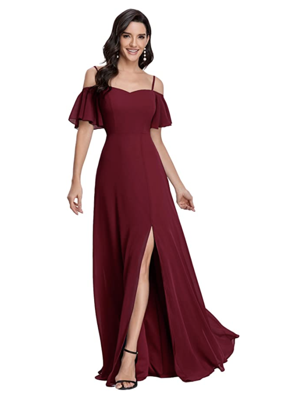 Ever-Pretty Women's Off-Shoulder A-line Side Slit Chiffon Dress