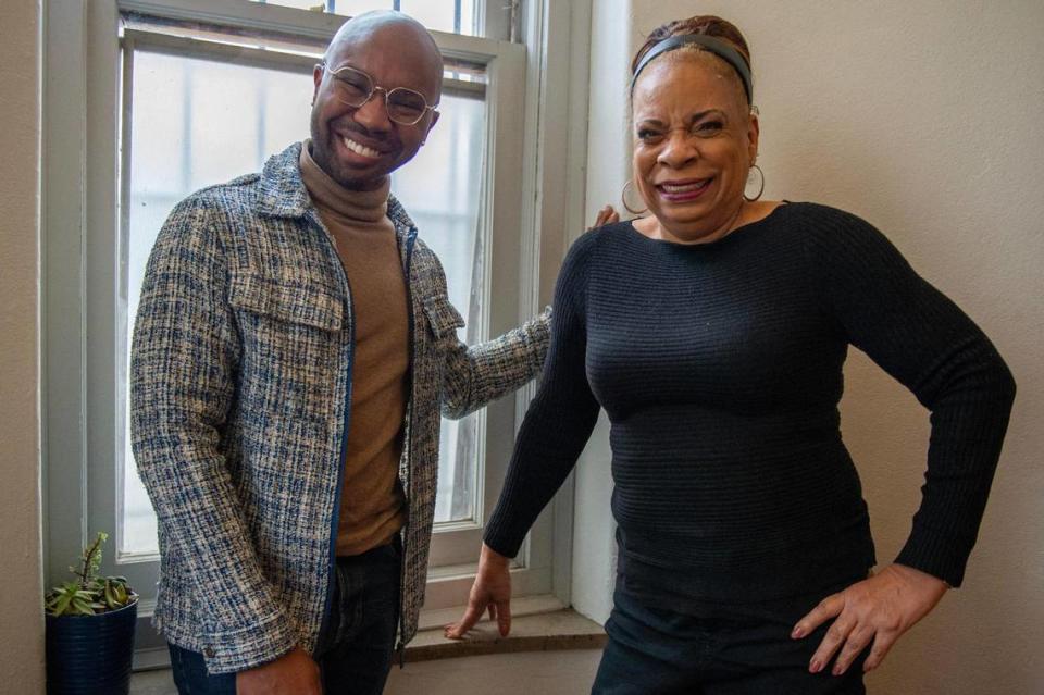 Godfrey Riddle, left, founder of the nonprofit Civic Saint, and Pat Jordan, founder of iSTEAMkc, envision a community of affordable tiny eco-friendly houses that will help narrow the homeownership gap for people of color in Kansas City. Emily Curiel/ecuriel@kcstar.com