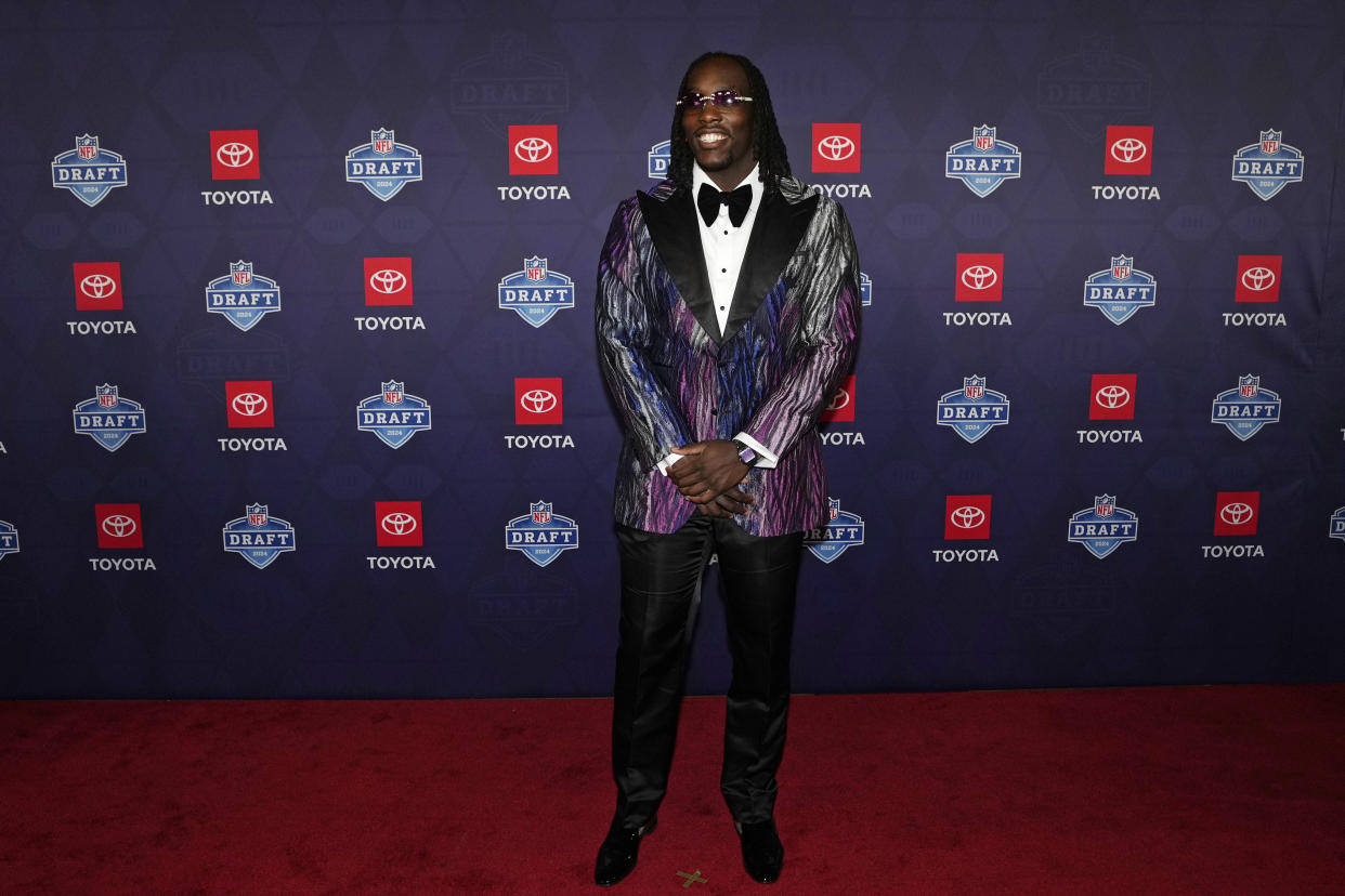 Missouri edge rusher Darius Robinson poses on the red carpet ahead of the first round of the NFL football draft, Thursday, April 25, 2024, in Detroit. (AP Photo/Carlos Osorio)