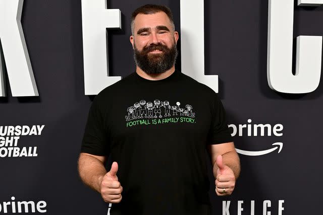 <p>Lisa Lake/Getty Images for Prime Video</p> Jason Kelce attends Thursday Night Football Presents The World Premiere of "Kelce"