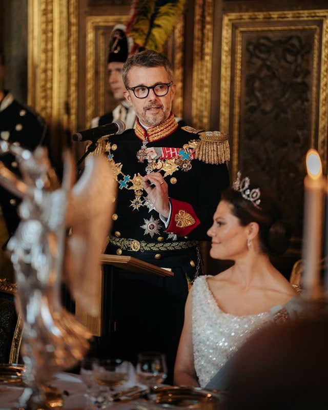 los reyes Federico y Mary en su primera cena de gala en Estocolmo