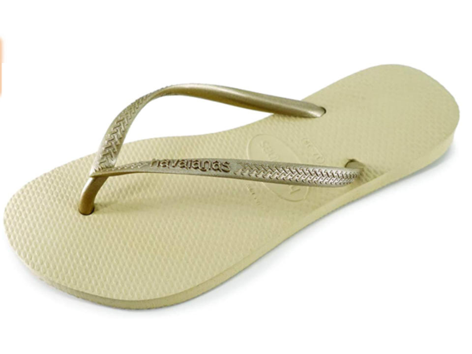 Havaianas Women's Slim Flip Flop Sandal (Sand Grey/Light Golden)