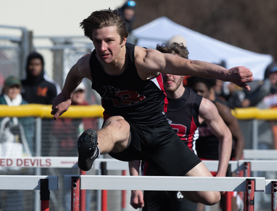 110 Hurdles, Daniel Hido, Kent Roosvelt. Don Faix Invitational held at Crestwood High School.