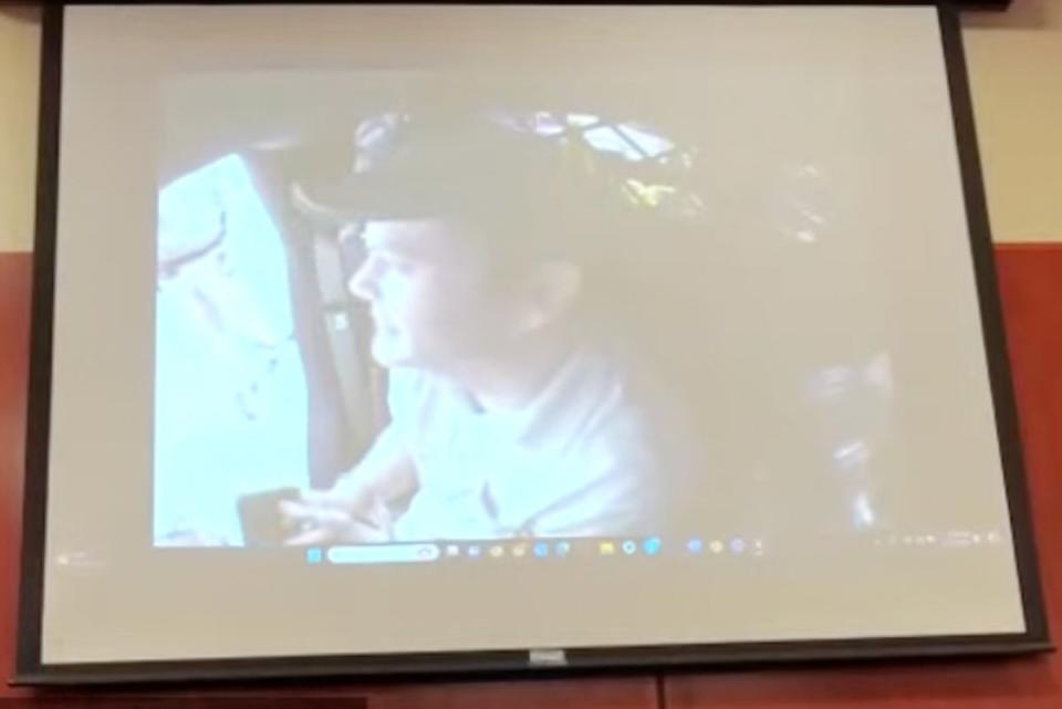 A screenshot of the video played in court shows Chad Daybell talking to his daughter after he was detained in 2020 (Judge Steven Boyce/YouTube)