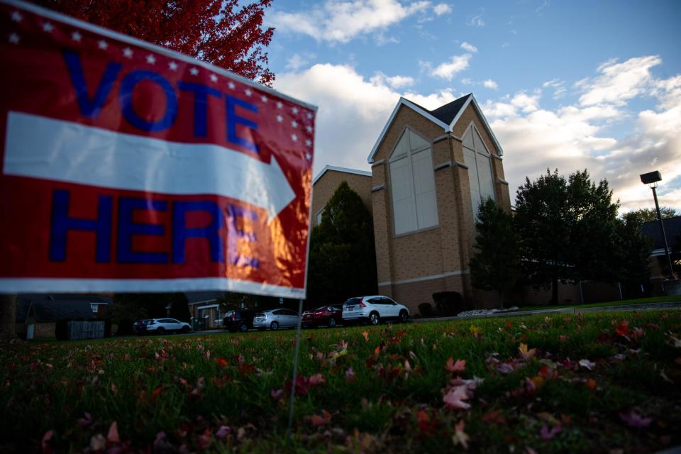 Voters head to the polls to vote in Holland's city election Tuesday, Nov. 2, 2021, at Holland Heights Christian Reformed Church.  
