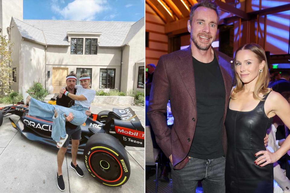 <p>Instagram; Peru Williams/Variety via Getty</p> Shepard and Bell outside their L.A. home (left) and the couple at an event in L.A. in Dec. 2023 (right)