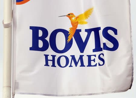 A Bovis homes flag flies at a housing development near Bolton, northern England, July 9, 2008. REUTERS/Phil Noble