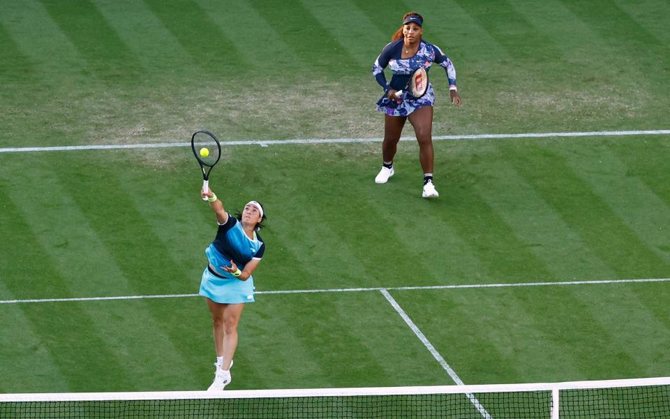 Tunisia's Ons Jabeur in action during her doubles quarter final match with Serena Williams of the U.S. against Japan's Shuko Aoyama and Taiwan's Hao-Ching Chan - Andrew Boyers/Action Images via Reuters