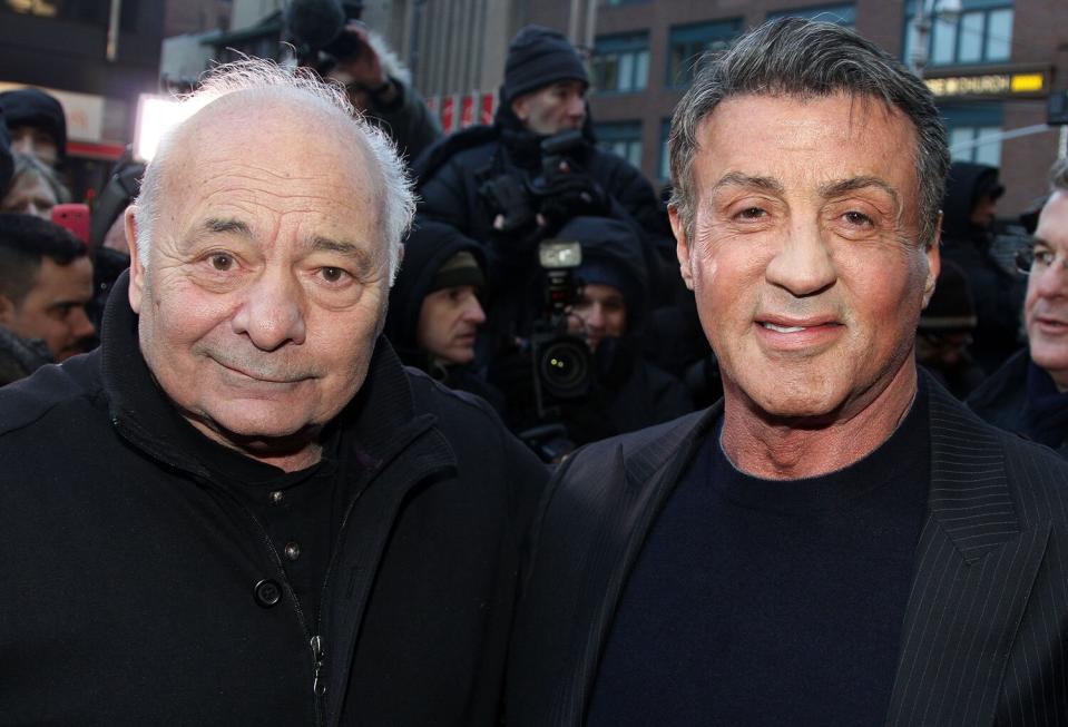 NEW YORK, NY - MARCH 13: Burt Young and Sylvester Stallone attend the "Rocky" Broadway opening night at The Winter Garden Theatre on March 13, 2014 in New York City. (Photo by Bruce Glikas/FilmMagic)