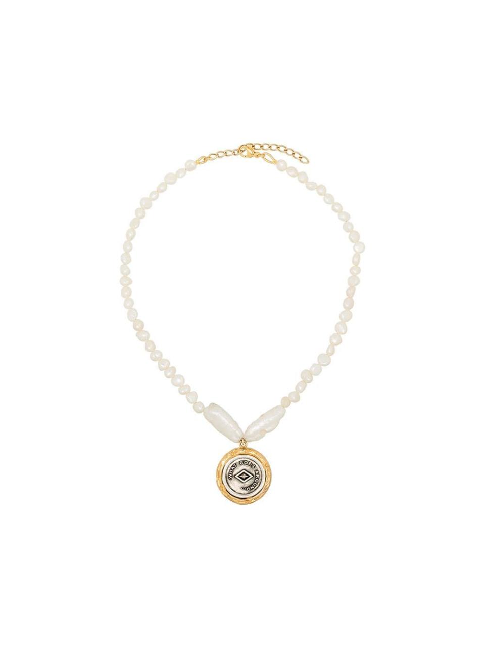 Demi 18-Karat Gold-Plated Pearl Coin Necklace
