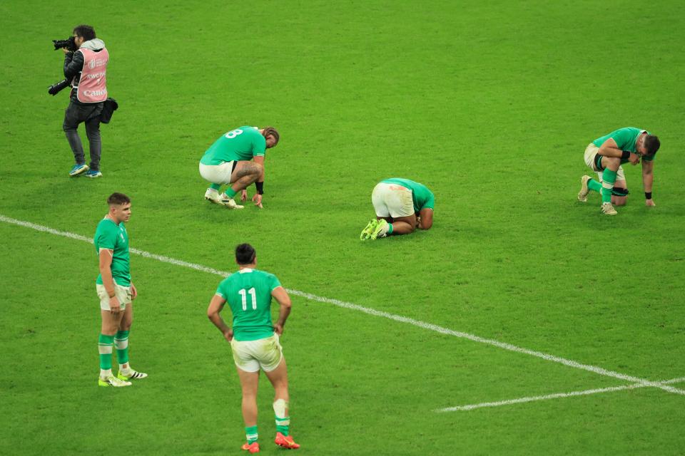Ireland’s players react to the final whistle (AFP via Getty Images)