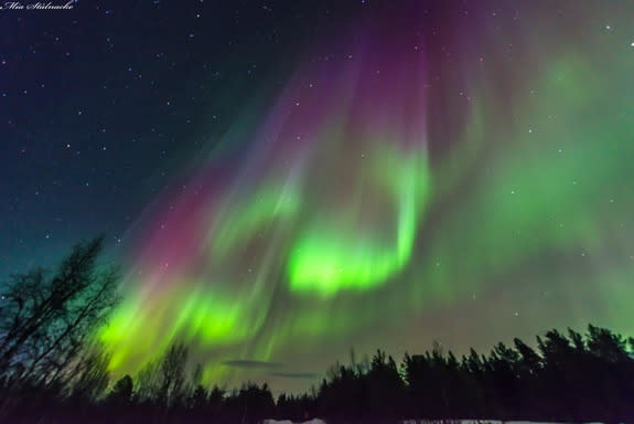 Astrophotographer Mia Stålnacke sent in a photo of an auroral display over of Kiruna, Sweden, taken on March 17, 2015.