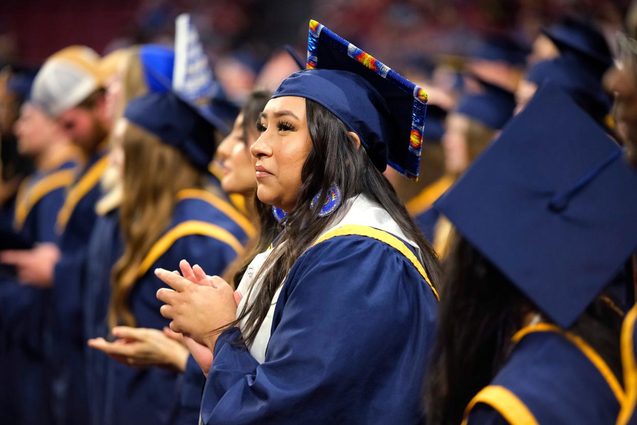 Student Madison Black at the Epic Charter School graduation in 2023. Big changes may be coming in state graduation requirements in future years.