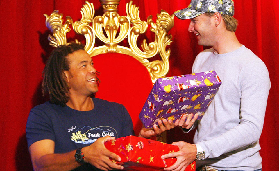 Andrew Symonds and Michael Clarke, pictured here at a photo session on Christmas Day in 2006.