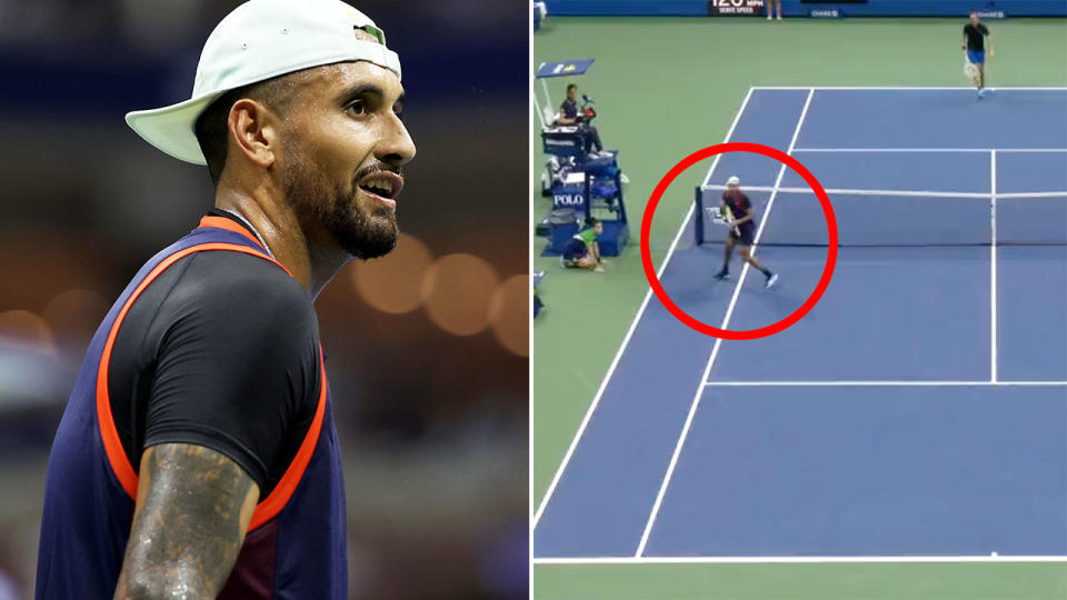 Nick Kyrgios' first set against Daniil Medvedev at the US Open left viewers gobsmacked. Pic: Getty/US Open Tennis