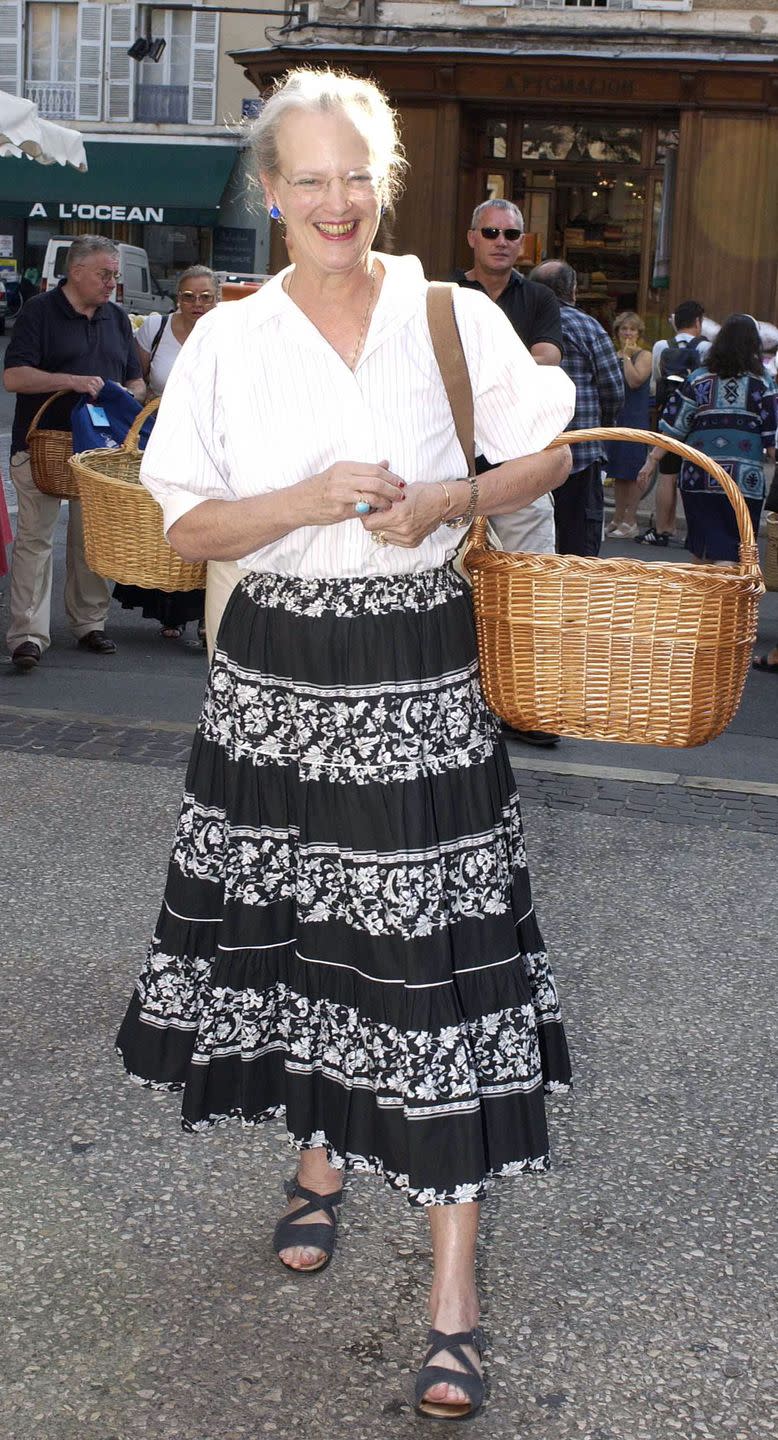queen margrethe of denmark shopping at cahors market