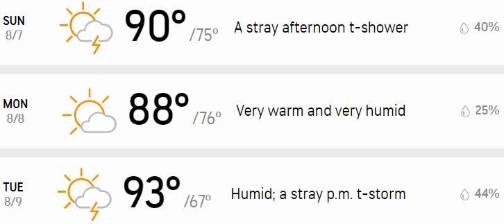 Your three-day forecast.