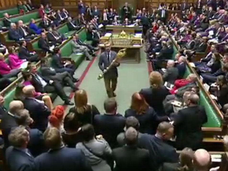 Brexit: Labour MP suspended from Commons for stealing ceremonial mace in protest at vote delay